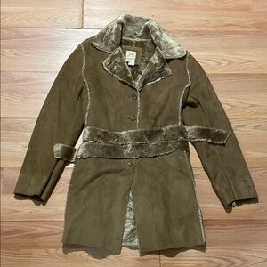 June Women's Brown Faux Fur Trim Coat